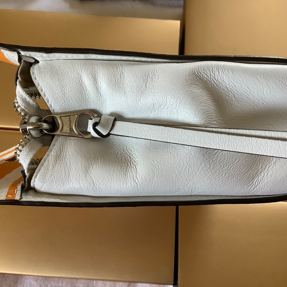 Coach Bleecker Embossed Woven Leather Pocket Clutch Bright Mandarin White NWOT - Picture 12 of 16